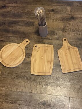 Mi Bamboo Mini Cutting & Serving Board Trio - Natural Bamboo